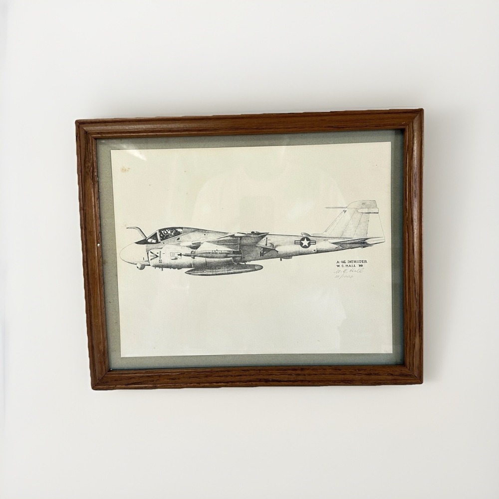 A-6E Intruder Military Lithograph Framed W.C. Hall 1988 Signed #15/1000 15×12 - Picture 1 of 6